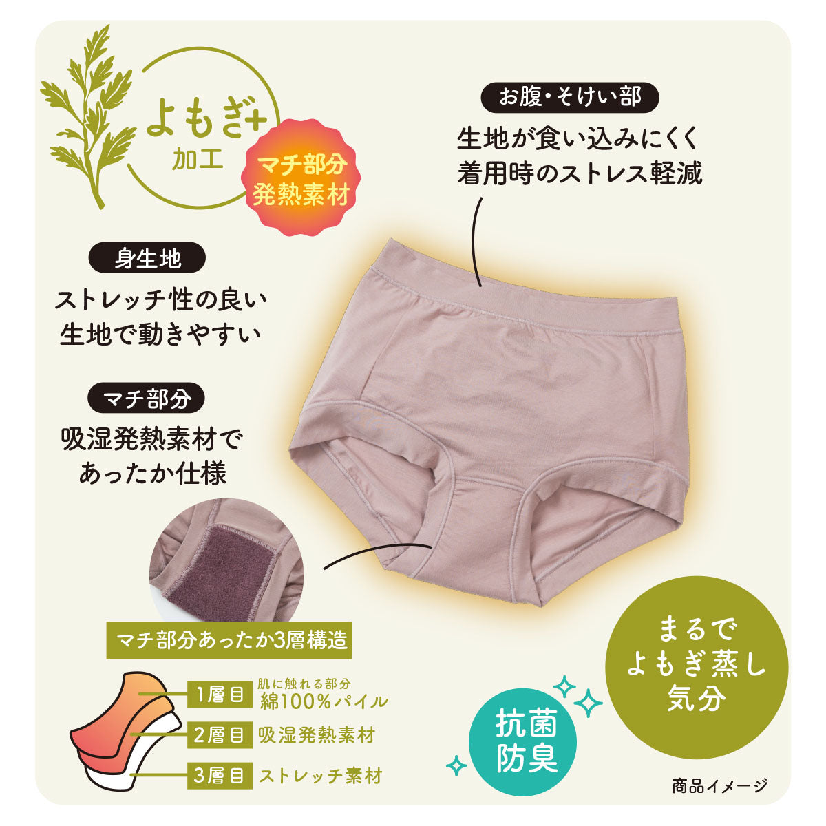 よもぎ蒸し心地ショーツ　≪一分丈≫